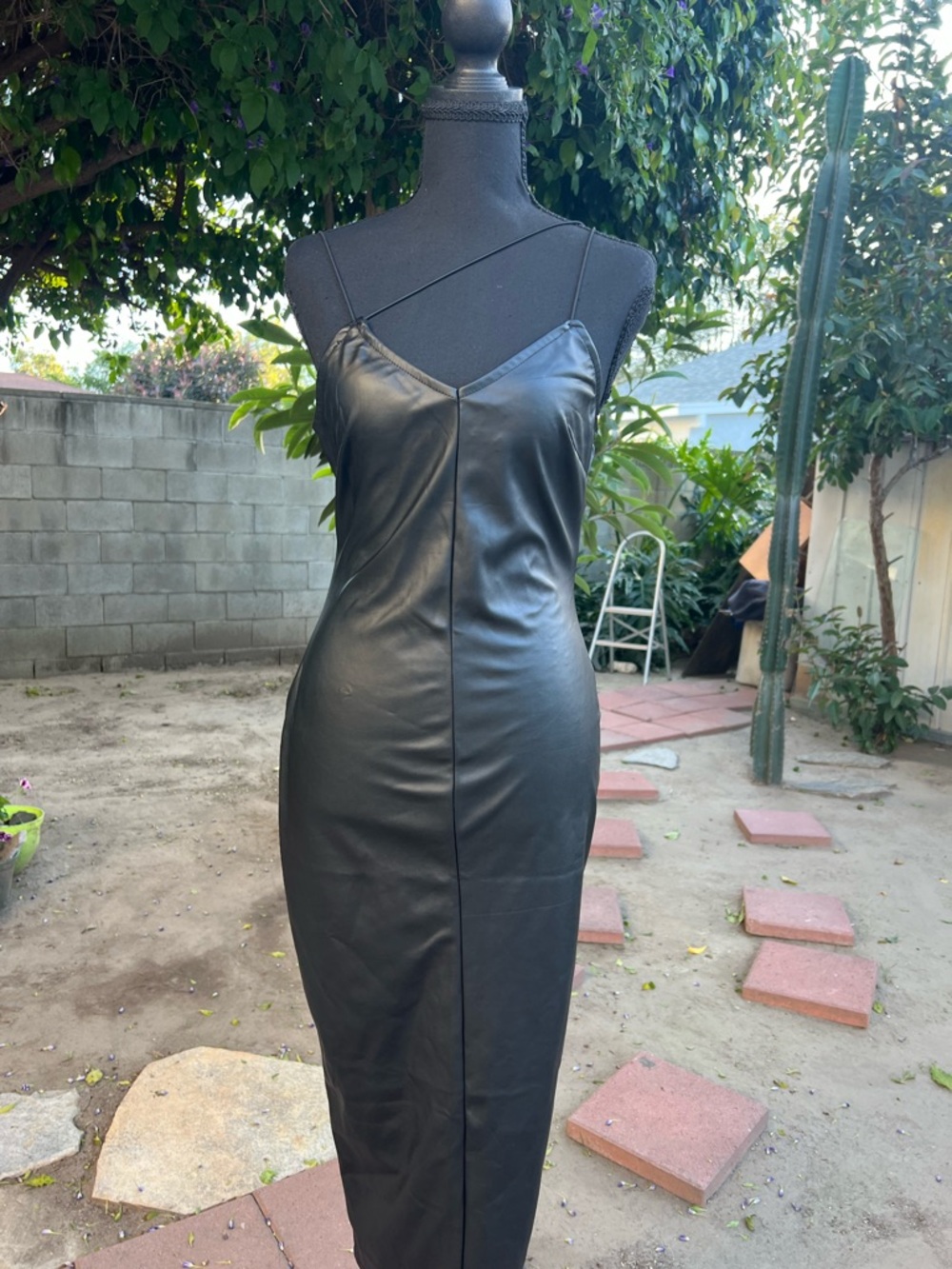 Juniors Faux-leather Midi dress
